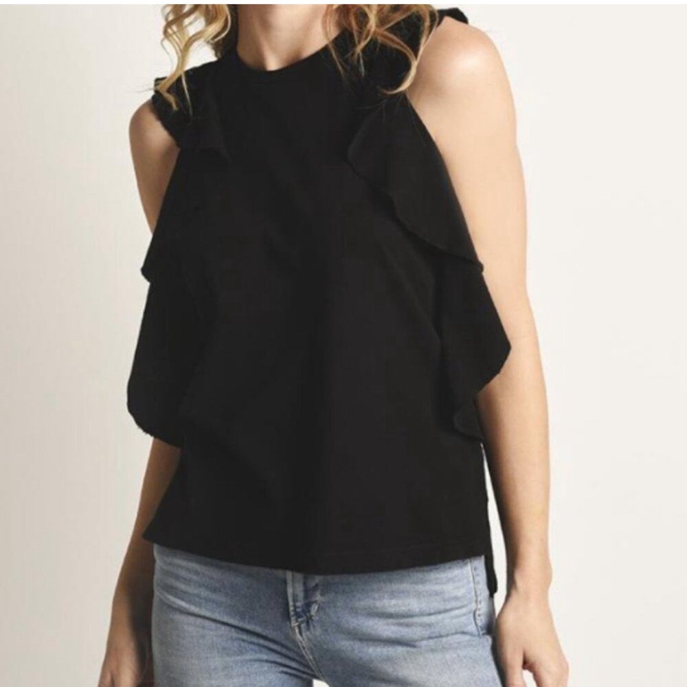 Citizens of Humanity Black Ruffle Sleeveless T-shirt Tank